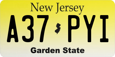 NJ license plate A37PYI