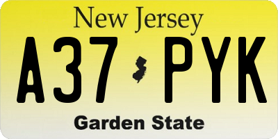 NJ license plate A37PYK