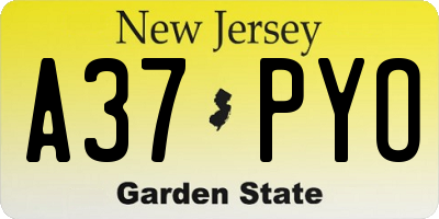 NJ license plate A37PYO
