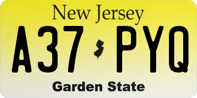 NJ license plate A37PYQ