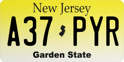 NJ license plate A37PYR