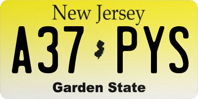 NJ license plate A37PYS