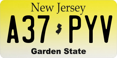 NJ license plate A37PYV