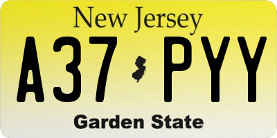 NJ license plate A37PYY