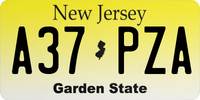 NJ license plate A37PZA