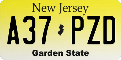 NJ license plate A37PZD