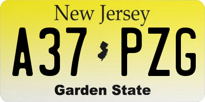 NJ license plate A37PZG
