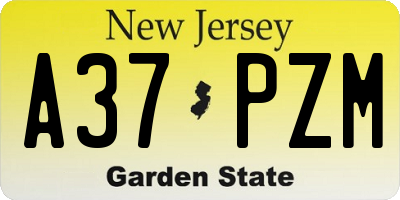 NJ license plate A37PZM