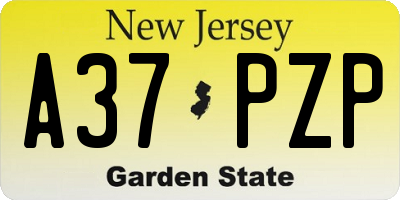 NJ license plate A37PZP