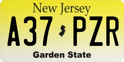 NJ license plate A37PZR