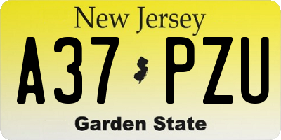 NJ license plate A37PZU