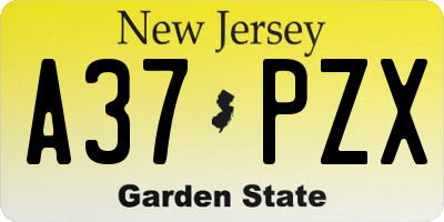 NJ license plate A37PZX