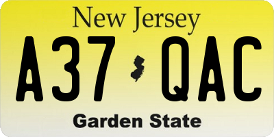 NJ license plate A37QAC