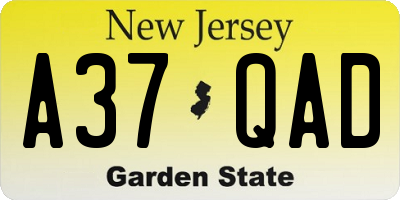 NJ license plate A37QAD