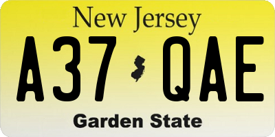 NJ license plate A37QAE