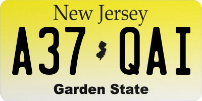 NJ license plate A37QAI