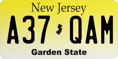 NJ license plate A37QAM