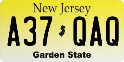 NJ license plate A37QAQ