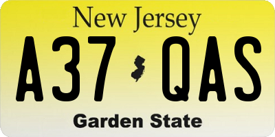 NJ license plate A37QAS