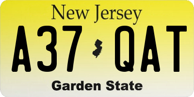 NJ license plate A37QAT