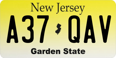 NJ license plate A37QAV