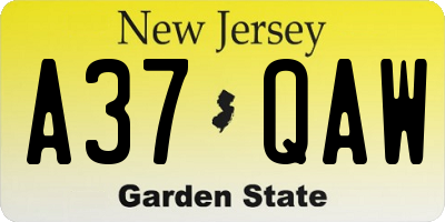 NJ license plate A37QAW