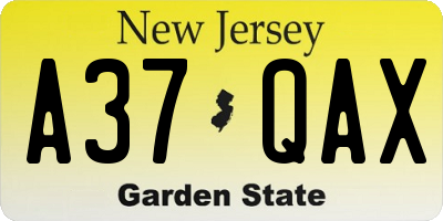 NJ license plate A37QAX