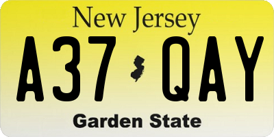 NJ license plate A37QAY