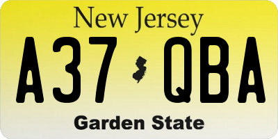 NJ license plate A37QBA