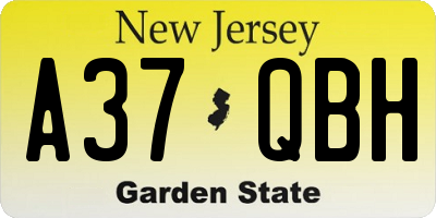 NJ license plate A37QBH
