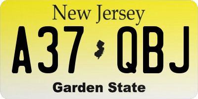 NJ license plate A37QBJ