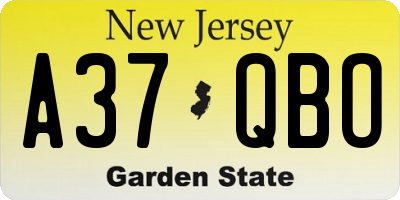 NJ license plate A37QBO
