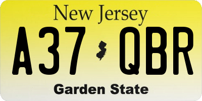 NJ license plate A37QBR