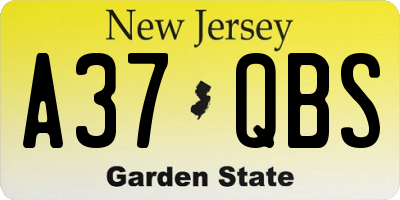 NJ license plate A37QBS
