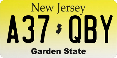 NJ license plate A37QBY