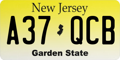 NJ license plate A37QCB
