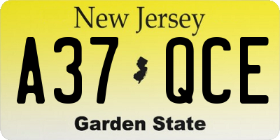 NJ license plate A37QCE