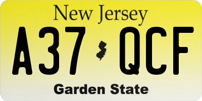 NJ license plate A37QCF
