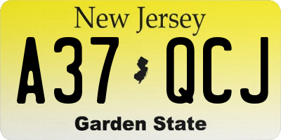 NJ license plate A37QCJ