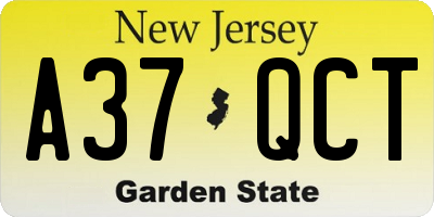 NJ license plate A37QCT