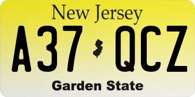 NJ license plate A37QCZ