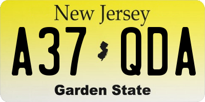 NJ license plate A37QDA