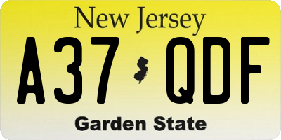 NJ license plate A37QDF