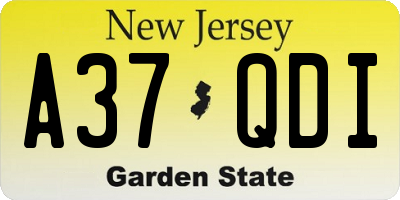 NJ license plate A37QDI