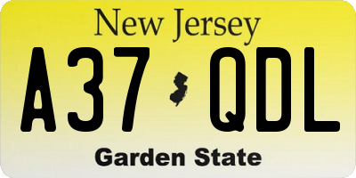 NJ license plate A37QDL