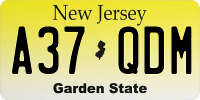 NJ license plate A37QDM