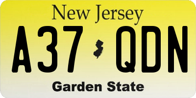 NJ license plate A37QDN