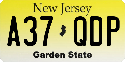 NJ license plate A37QDP
