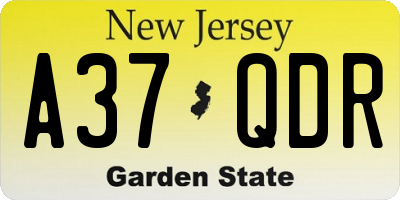 NJ license plate A37QDR