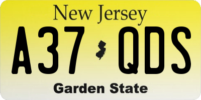 NJ license plate A37QDS